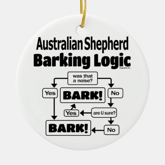 Australian Shepherd Barking Logic Keramik Ornament (Vorne)