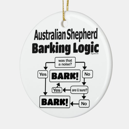 Australian Shepherd Barking Logic Keramik Ornament (Links)