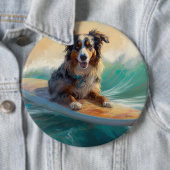 Australian Shepherd Beach Surfing Painting Button (Beispiel)