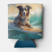 Australian Shepherd Beach Surfing Painting Dosenkühler (Vorderseite)