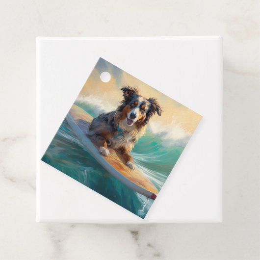 Australian Shepherd Beach Surfing Painting Geschenkanhänger (Beispiel)