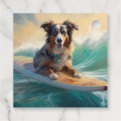 Australian Shepherd Beach Surfing Painting Geschenkanhänger (Rückseite)