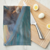 Australian Shepherd Beach Surfing Painting Geschirrtuch (Viertel Falte)