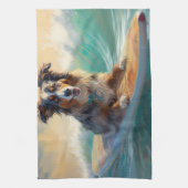 Australian Shepherd Beach Surfing Painting Geschirrtuch (Vertikal)