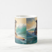 Australian Shepherd Beach Surfing Painting Kaffeetasse (Mittel)