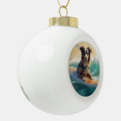 Australian Shepherd Beach Surfing Painting Keramik Kugel-Ornament (Links)