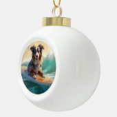 Australian Shepherd Beach Surfing Painting Keramik Kugel-Ornament (Rechts)
