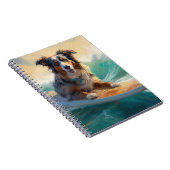 Australian Shepherd Beach Surfing Painting Notizblock (Rechte Seite)