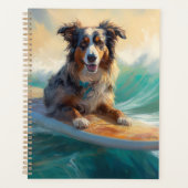 Australian Shepherd Beach Surfing Painting Planer (Vorderseite)