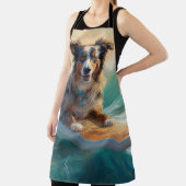 Australian Shepherd Beach Surfing Painting Schürze (InSitu)