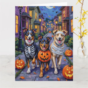 Australian Shepherd beim Trick-or-Treat an Hallowe Karte