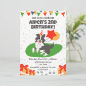 Australian Shepherd Birthday Einladung (Stehend Vorderseite)