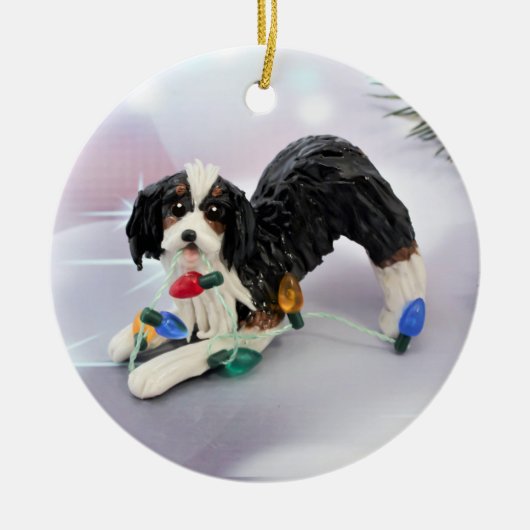 Australian Shepherd Black and Tan Tricolor Keramik Ornament (Vorne)