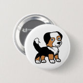 Australian Shepherd Black Tri Cartoon With Tail Button (Vorne & Hinten)