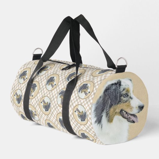 Australian Shepherd Black Tri Painting Dog Art Duffle Bag (Linke Seite)
