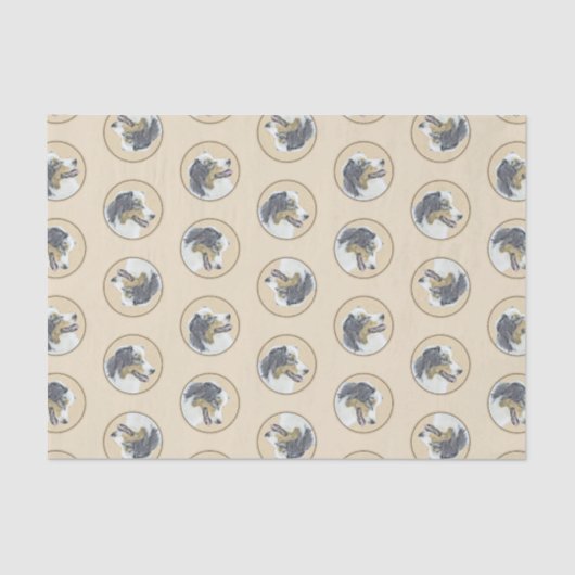 Australian Shepherd Black Tri Painting Dog Art Seidenpapier (Vorderseite)