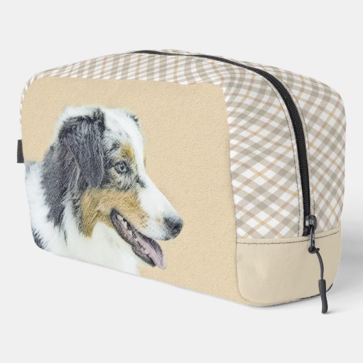 Australian Shepherd Black Tri Painting Dog Art Waschbeutel (Rechte Ecke)