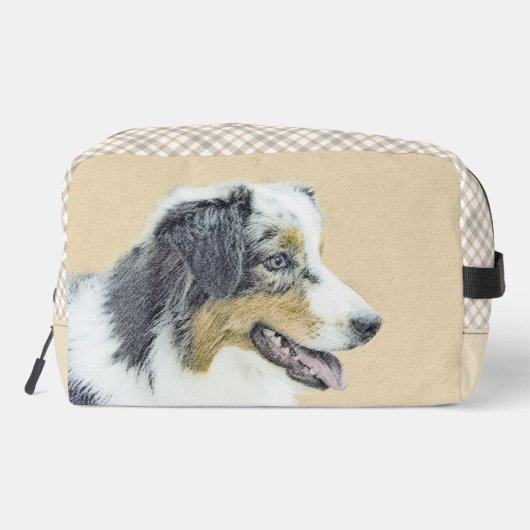 Australian Shepherd Black Tri Painting Dog Art Waschbeutel (Rückseite)