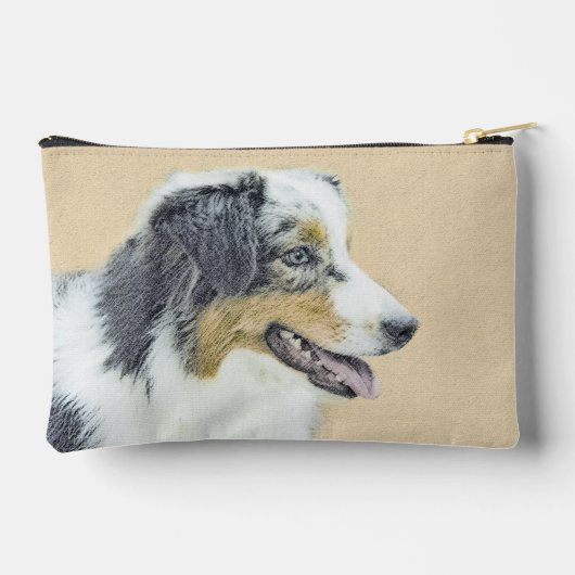 Australian Shepherd Black Tri Painting Dog Art Zubehörtasche (Rückseite)