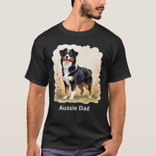 Australian Shepherd Black Tricolor Aussie Dad T-Shirt (Vorderseite)