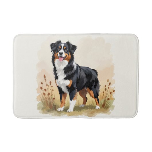 Australian Shepherd Black Tricolor Aussie Dog Badematte (Vorderseite)