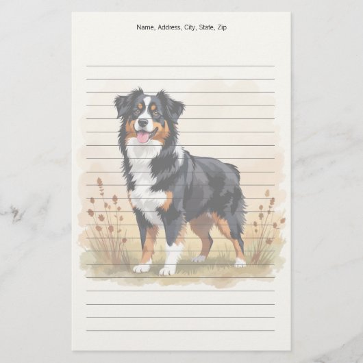 Australian Shepherd Black Tricolor Aussie Dog Briefpapier (Vorderseite)