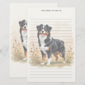 Australian Shepherd Black Tricolor Aussie Dog Briefpapier (Vorne/Hinten)
