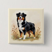 Australian Shepherd Black Tricolor Aussie Dog Button (Vorderseite)