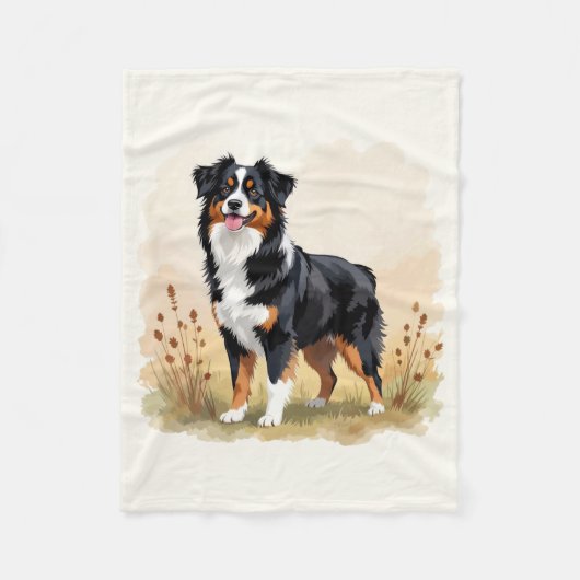 Australian Shepherd Black Tricolor Aussie Dog Fleecedecke (Vorderseite)