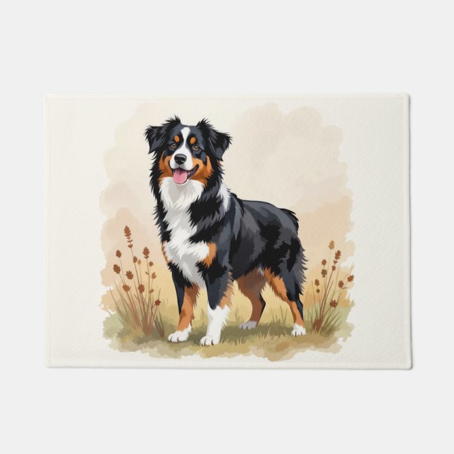 Australian Shepherd Black Tricolor Aussie Dog Fußmatte (Vorderseite)