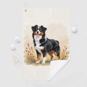 Australian Shepherd Black Tricolor Aussie Dog Golfhandtuch (Insitu)