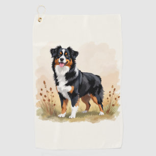 Australian Shepherd Black Tricolor Aussie Dog Golfhandtuch