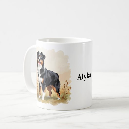 Australian Shepherd Black Tricolor Aussie Dog Kaffeetasse (Vorderseite Links)