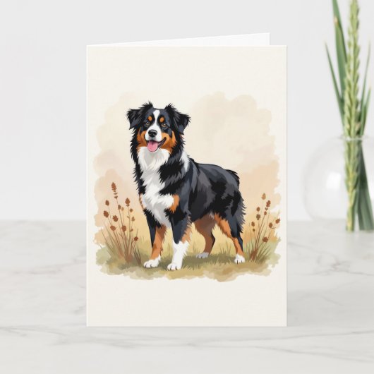 Australian Shepherd Black Tricolor Aussie Dog Karte (Vorderseite)