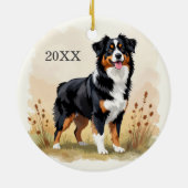 Australian Shepherd Black Tricolor Aussie Dog Keramik Ornament (Hinten)