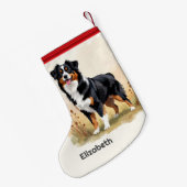 Australian Shepherd Black Tricolor Aussie Dog Kleiner Weihnachtsstrumpf (Rückseite (Hängend))
