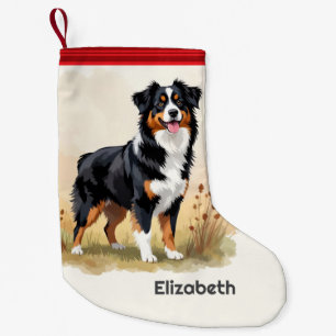 Australian Shepherd Black Tricolor Aussie Dog Kleiner Weihnachtsstrumpf