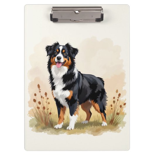 Australian Shepherd Black Tricolor Aussie Dog Klemmbrett (Vorderseite)