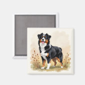 Australian Shepherd Black Tricolor Aussie Dog Magnet (Vorderseite/Rückseite)