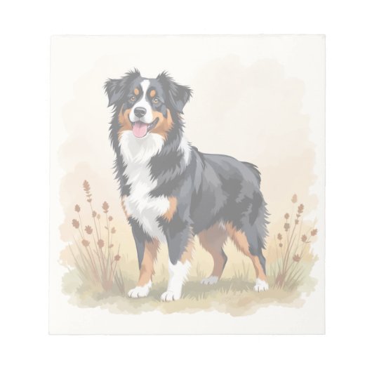Australian Shepherd Black Tricolor Aussie Dog Notizblock (Vorderseite)