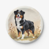 Australian Shepherd Black Tricolor Aussie Dog Pappteller (Vorderseite)