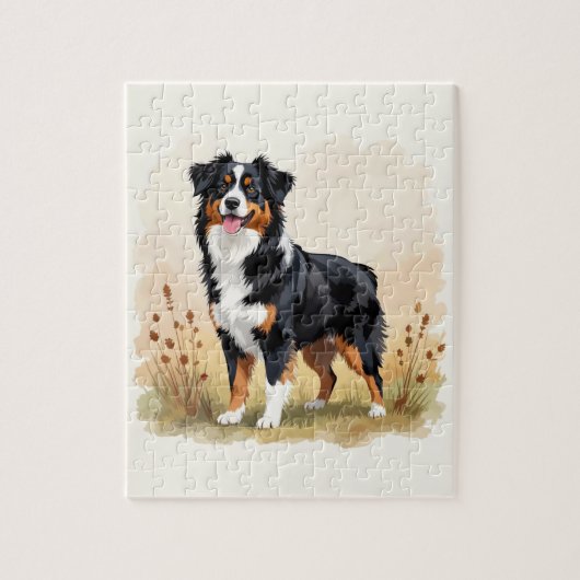 Australian Shepherd Black Tricolor Aussie Dog Puzzle (Vertikal)