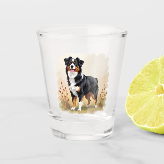 Australian Shepherd Black Tricolor Aussie Dog Schnapsglas (Vorderseite)