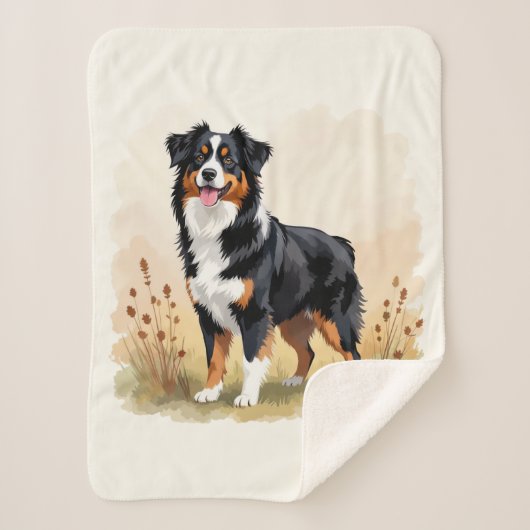Australian Shepherd Black Tricolor Aussie Dog Sherpadecke (Vorderseite)