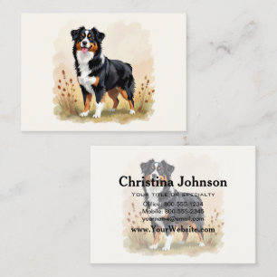 Australian Shepherd Black Tricolor Aussie Dog Visitenkarte