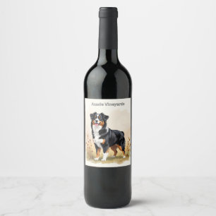 Australian Shepherd Black Tricolor Aussie Dog Weinetikett
