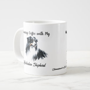 Australian Shepherd Black Watercolor personalisier Jumbo-Tasse
