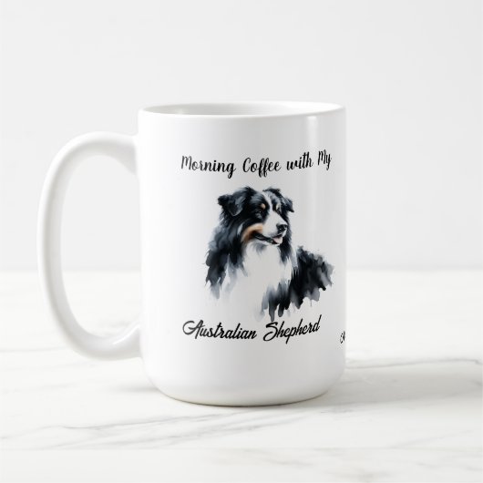 Australian Shepherd Black Watercolor personalisier Kaffeetasse (Links)