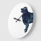 Australian Shepherd Black Watercolor Silhouette Große Wanduhr (Winkel)
