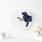 Australian Shepherd Black Watercolor Silhouette Große Wanduhr (Zuhause)